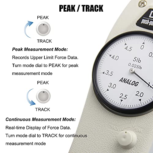 BAOSHISHAN 5lb Push Pull Force Gauge Force Tester Meter with Calibration Certificate and Carrying Case, for Tension and Compression Load Plug Force Destructive Tests DL-5LB - size: 5lb