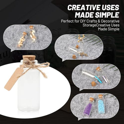 20ml Small Glass Bottles with Corks, Pack of 100, Wishing Glass Jars