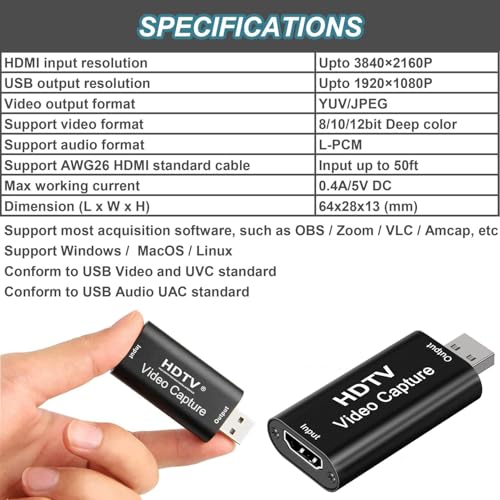 Gebildet 4K Video Capture Card, HDMI to USB Capture Card 1080P for Streaming, Recording, Gaming, Compatible with Nintendo Switch, PS5, Xbox - style: HDMI to USB 2.0