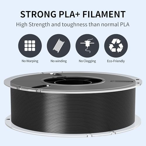 RAMBERY 4KG PLA+ 3D Printer Filament 1.75mm, Toughness Upgraded, 3D Printing Filament Fit Most FDM Printers, PLA Plus Black X 4 Spools - color: Pla+ Black, size: 4KG