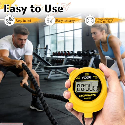Simple Stopwatch Timer, Single Lap Stopwatch Countdown Timer, No Hourly Beep, On/Off, AAA Battery(Included), Large Display, Easy to Use, Ideal for Kids Coaches Yellow - color: Yellow