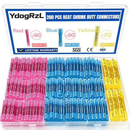200PCS Heat Shrink Wire Butt Connectors Kit 22-10 Gauge Wire - color: 200pcs(22-10)