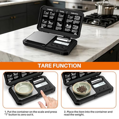 Small Digital Scale Gram, 200×0.01g High Precision Protable Pocket Size - color: Orange