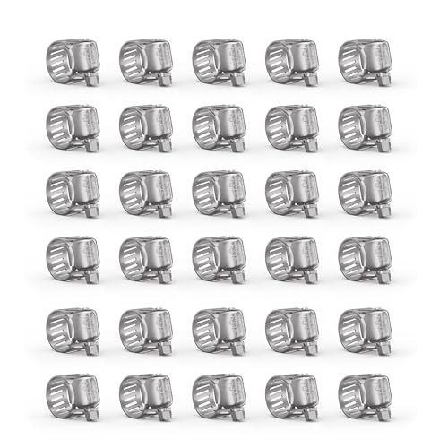 30PCS 304 Stainless Steel Worm Gear Hose Clamps, 1/4"-7/16" (6-12mm) - color: Silver, size: 1/4"–7/16"(30pcs)
