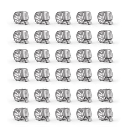 30PCS 304 Stainless Steel Worm Gear Hose Clamps, 1/4"-7/16" (6-12mm) - color: Silver, size: 1/4"–7/16"(30pcs)