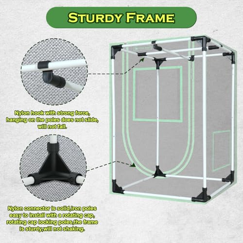 2x2 Grow Tent, 24"x24"x36" 600D Mylar Hydroponic Growing Tents - size: 24"x24"x36"