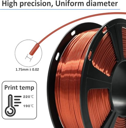 GIANTARM Silk 3D Printer Filament 1.75mm Metallic Copper PLA 2kg - color: Silk Copper, size: 2kg