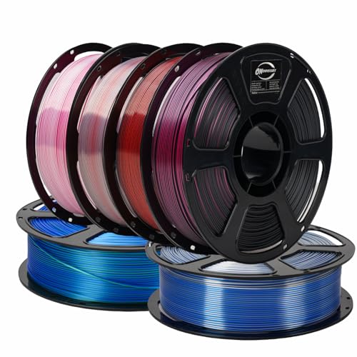 Dual Color Silk PLA 6KG 1.75mm 3D Printer Filament Bundles 6D-1 - color: Pla-(1kg*6 Dual Shiny Bluegreen+bluesilver+whiterose+silverred+blackred+blackrose)
