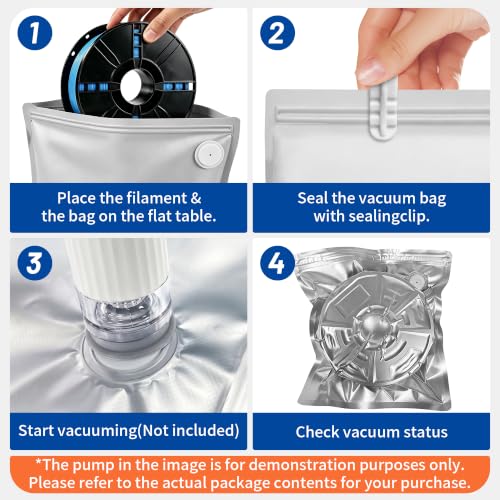 20PCS 3D Filament Storage Bags 13x15" Vacuum Moisture Light-Proof w/6 Clips - size: 20 bags
