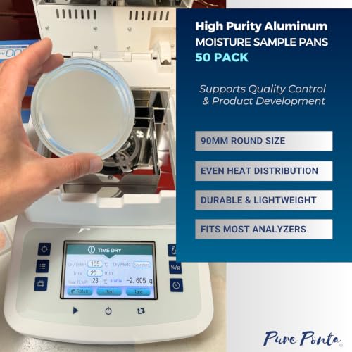 Aluminum Sample Pans for Moisture Analyzer, 90mm Disposable Dish, 50 Pack