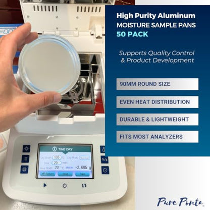 Aluminum Sample Pans for Moisture Analyzer, 90mm Disposable Dish, 50 Pack