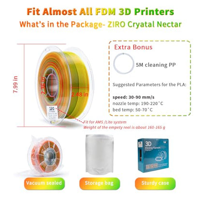 ZIRO Fast Color Change PLA, Transluent Filament 1.75mm, Crystal Nectar - color: Cyrstal Nectar