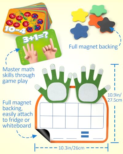 Coogam Montessori Math Manipulatives Number Counting Block, Magnetic Ten Frame Addition Subtraction Practice with Dry Erase Board, Educational Learning Toy Gift for 1st 2nd & 3rd Grade