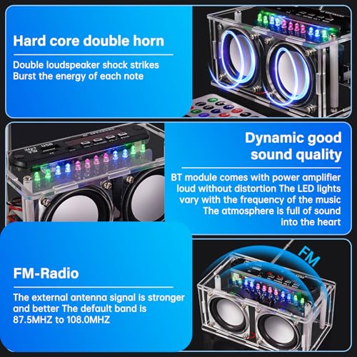 Diymore DIY Bluetooth Speaker Kit Radio Soldering Practice Kit,Dual Speakers & Remote Control,for TF/AUX/Bluetooth/USB Support,for Home and School Education Gifts for Women Men Mom Kids