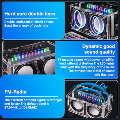 Diymore DIY Bluetooth Speaker Kit Radio Soldering Practice Kit,Dual Speakers & Remote Control,for TF/AUX/Bluetooth/USB Support,for Home and School Education Gifts for Women Men Mom Kids
