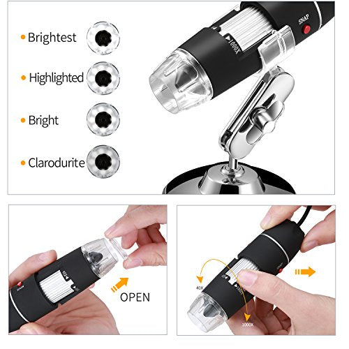 Jiusion Original 40-1000X USB Microscope with Portable Carrying Case