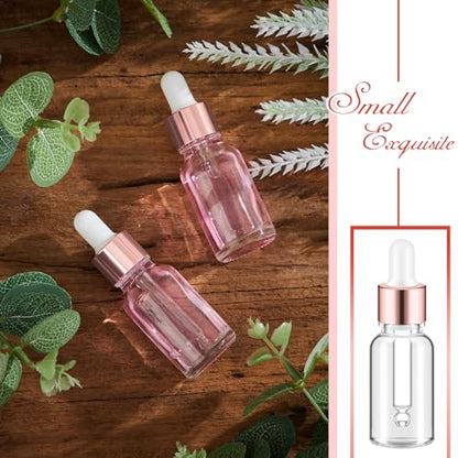 Didaey 100 Pcs Mini Glass Oil Dropper Bottle, 15 ml, Rose Gold - color: Rose Gold, size: 15 ml