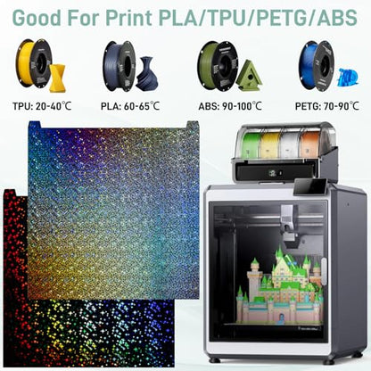 2026 Upgrade Double Sided Build Plate for Creality K2 Plus - color: Kaleidoscope + Starry Sky