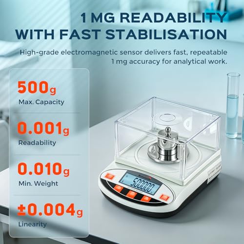 Bonvoisin Lab Scale 500g x 0.001g Digital Gram Scale Analytical Balance - size: 500g, 0.001g
