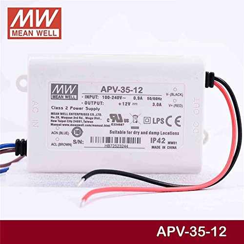 LED Power Supply 36W 12V 3A APV-35-12 Meanwell AC-DC Switching Power Supply APV-35Series Mean Well CV Power Source