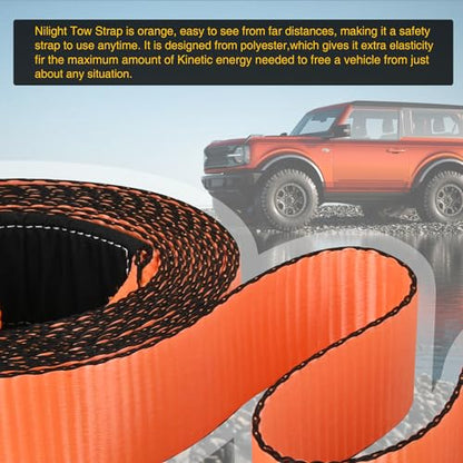 Nilight 3" x 20' Recovery Tow Strap Lab Tested 31,500lbs Break Strength - color: 3in x 20ft Tow Strap