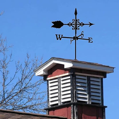 Metal Weather Vane Black Wind Vanes Indicator Wind Measuring Tool Weathervane Roof Mount for Gardens Outside Farmhouse Farm Barn Sheds Patio Decorations
