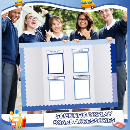 Fuyoooo 90 Pcs Science Fair Board Supplies 60 Trim Scalloped Bulletin Board Borders 24 Presentation Board Subtitles 6 Science Fair Titles for Classroom Display Boards (Blue Boho) - style: Blue Boho