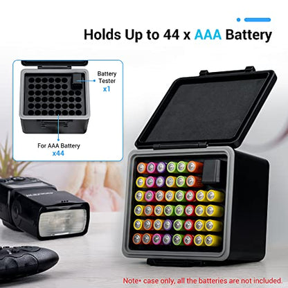 JJC 44 Slots AAA Triple A Battery Case Holder with Removable Battery Tester - color: For 44xAAA Battery