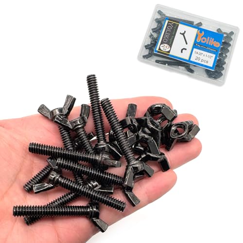 20 Pcs Black Zinc Coated 1/4"-20 x1-1/2 Wing Screw Bolts and Wing Nuts Kit Hand Twist Tighten Wing Head Butterfly Screws and Nut Fasteners Assorted Kit - size: Black 10pcs 1/4"-20x1-1/2" WingScrew&10pcs WingNut