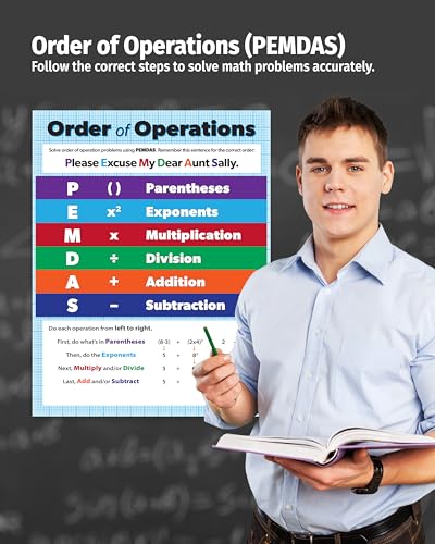 Safety Magnets ZOCO – Order of Operations PEMDAS Algebra Posters (20-Pack) – Math Anchor Charts, Laminated 17 x 22 – Elementary, Middle & High School Classrooms - size: 20 Pack