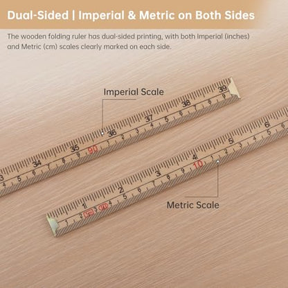 Folding Wood Rule, 1M / 39 inch Foldable Ruler for Carpenters Folding Meter Stick, Lightweight Composite Construction Ruler, Metric and Imperial Measurement Systems (1, Wood, 1M/39 inch) - color: Wood, size: 1M/39 inch