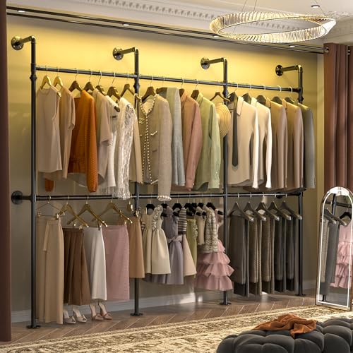 Aheaplus Industrial Pipe Clothing Rack, Reversible 9.85FT Clothes Rack - size: 118 inches