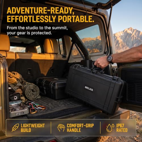 MEIJIA All Weather Waterproof Hard Camera Case,Hard Case with Customizable Fit Foam,Fit Use of Drones,Camera,Equipments,Pistols,Elegant Black (Black, 28.84"x16.92"X7.08") - size: 28.84" x 16.92" x 7.08"