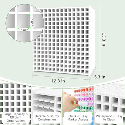 Marker Organizer, 210-Slot Marker Holder with Adjustable Dividers - size: 210 Holes