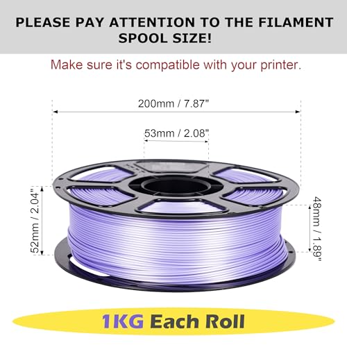 Silk PLA Filament Bundle 6KG, Shiny 3D Printer Filament 1.75mm - color: Silk Gold+cyan+purple+pink+light Blue+rose Red