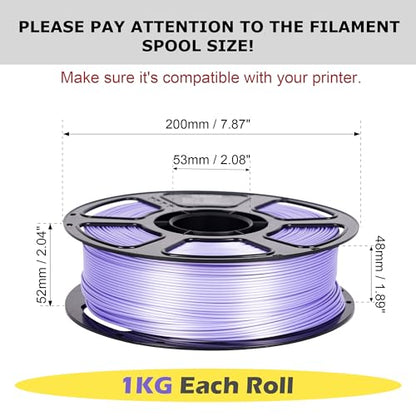 Silk PLA Filament Bundle 6KG, Shiny 3D Printer Filament 1.75mm - color: Silk Gold+cyan+purple+pink+light Blue+rose Red
