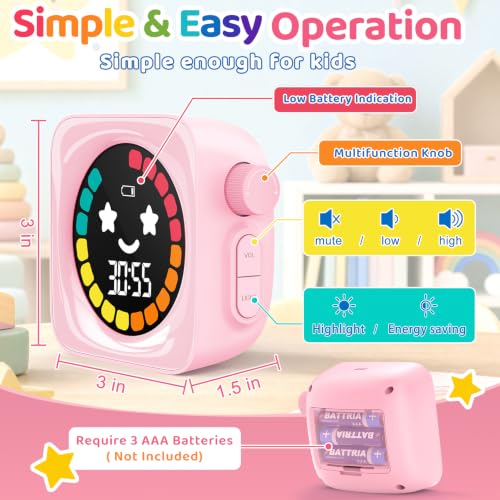 Visual Timer for Kids, 99 Minute Digital Cute Kids Visual Timer Classroom Timer for Homeschool Supplies Study Teaching Time Management Tool Countdown Productivity Timer, Pink, Colorful Display - color: Pink