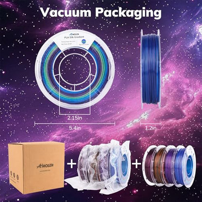 AMOLEN Silk Gradient Rainbow 3D Printer Filament Bundle, 200gX 4 Spools - color: Black Red Gold /Blue Red Purple/Black Fuchsia/Blue Green Purple