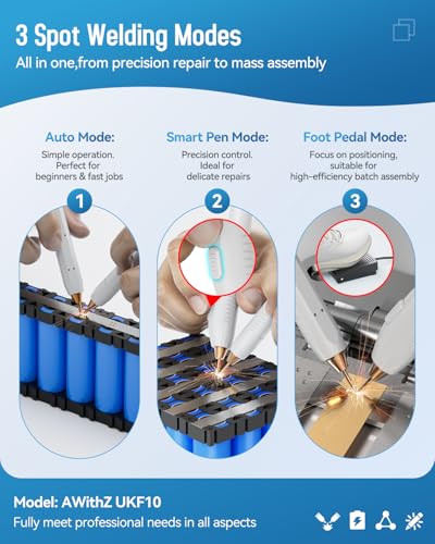 UKF10 Professional Super Capacitor Farad Spot Welder for Battery Pack Making, Repair, Powerful for 0.2mm Pure Nickel & 0.35mm Ni-Plated Steel, 3 Modes w/Smart Pen (UKF10)