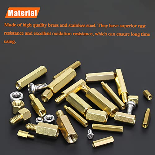 HELIFOUNER 420 Pieces M2 M3 M4 Male Female Hex Brass Spacers Standoffs Screws Nuts Assortment Kit with a Tweezers - size: M2 M3 M4 Brass Standoff Kit