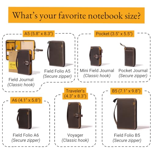 LOCHBY® Field Journal | Planner Cover | Water Resistant Waxed Canvas | Pen Loop | Included Tomoe River Notebook | Perfect for Travel, Art, Bullet Journal - color: Brown, size: A5 Hook