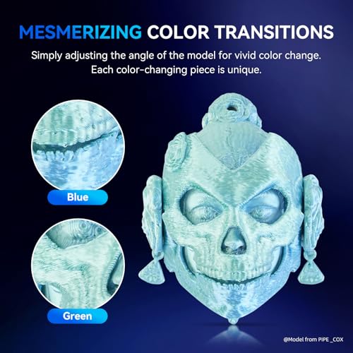 JAYO Silk Dual Color PLA 3D Printer Filament 1.75mm, 1.1kg, Blue-Green - color: Silk Pla Dual Blue Green, size: 1.1KG