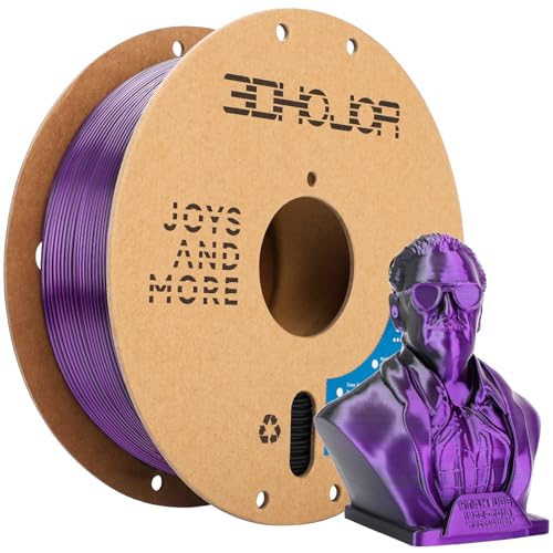 3DHoJor Silk PLA Filament 1.75mm Black Purple Dual Color PLA 3D Printer Filament 2 in 1 Coextrusion 1KG Spool(2.2lbs) 3D Printing Filament Dimensional Accuracy +/- 0.03mm Fits for Most FDM 3D Printers - color: Black Purple