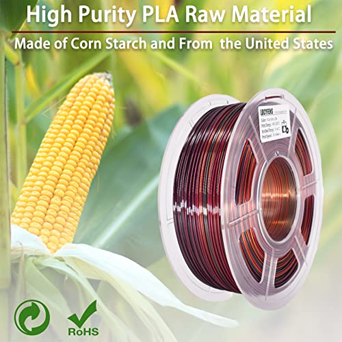 3D Printer Filament, PLA Filament Silk Gold Shiny Red Black PLA Filament 1.75mm +/- 0.02mm, 3D Printing Filament 1kg/2.2lbs - color: Silk Shiny Red Gold Black