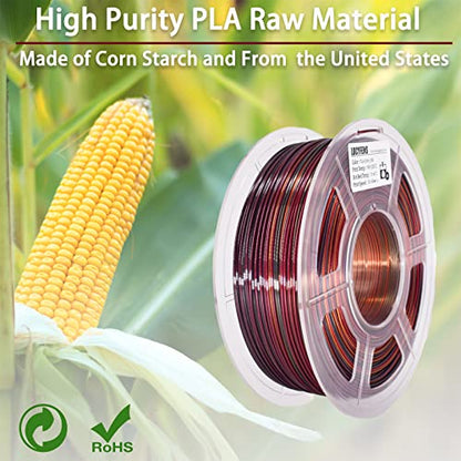 3D Printer Filament, PLA Filament Silk Gold Shiny Red Black PLA Filament 1.75mm +/- 0.02mm, 3D Printing Filament 1kg/2.2lbs - color: Silk Shiny Red Gold Black