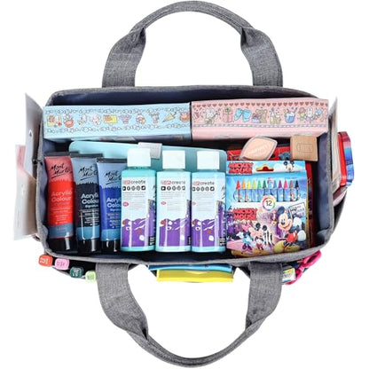 HOMEST Craft Organizer Tote Bag with Multiple Pockets - color: B-Grey