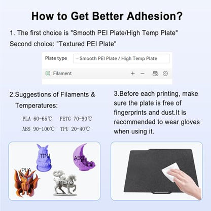 257x257mm Double-Sided PEI Build Plate for Bambu Lab X2D P2S A1 X1C X1 X1E P1P P1S, Black Smooth & Textured Flexible Spring Steel Plate, PLA PLA+ TPU Low Temp Printing Bed - size: 257x257mm