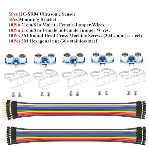 WWZMDiB 2 Pcs HC-SR04 Ultrasonic Sensor Module Compatible with for Arduino R3 MEGA Mega2560 Duemilanove Nano Robot XBee ZigBee (5 Pcs HC-SR04 Ultrasonic Sensor) - color: 5 Pcs HC-SR04 Ultrasonic Sensor