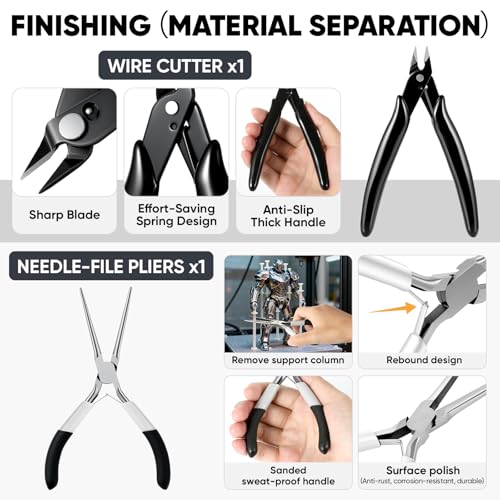 3D Printer Tools Kit Essential,for All FDM/SLA model,3D Printer Accessories Printing Tool, Model Process, Finishing, Cleaning, Maintenance, Includes Deburring Tool, Wire Cutter, Nozzle Cleaning Needle