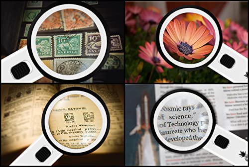 Magnifying Glass with Light, 30X Handheld Large Magnifying Glass for Reading, Lighted Magnifier for Seniors, Macular Degeneration, Coins, Jewelry, Elderly